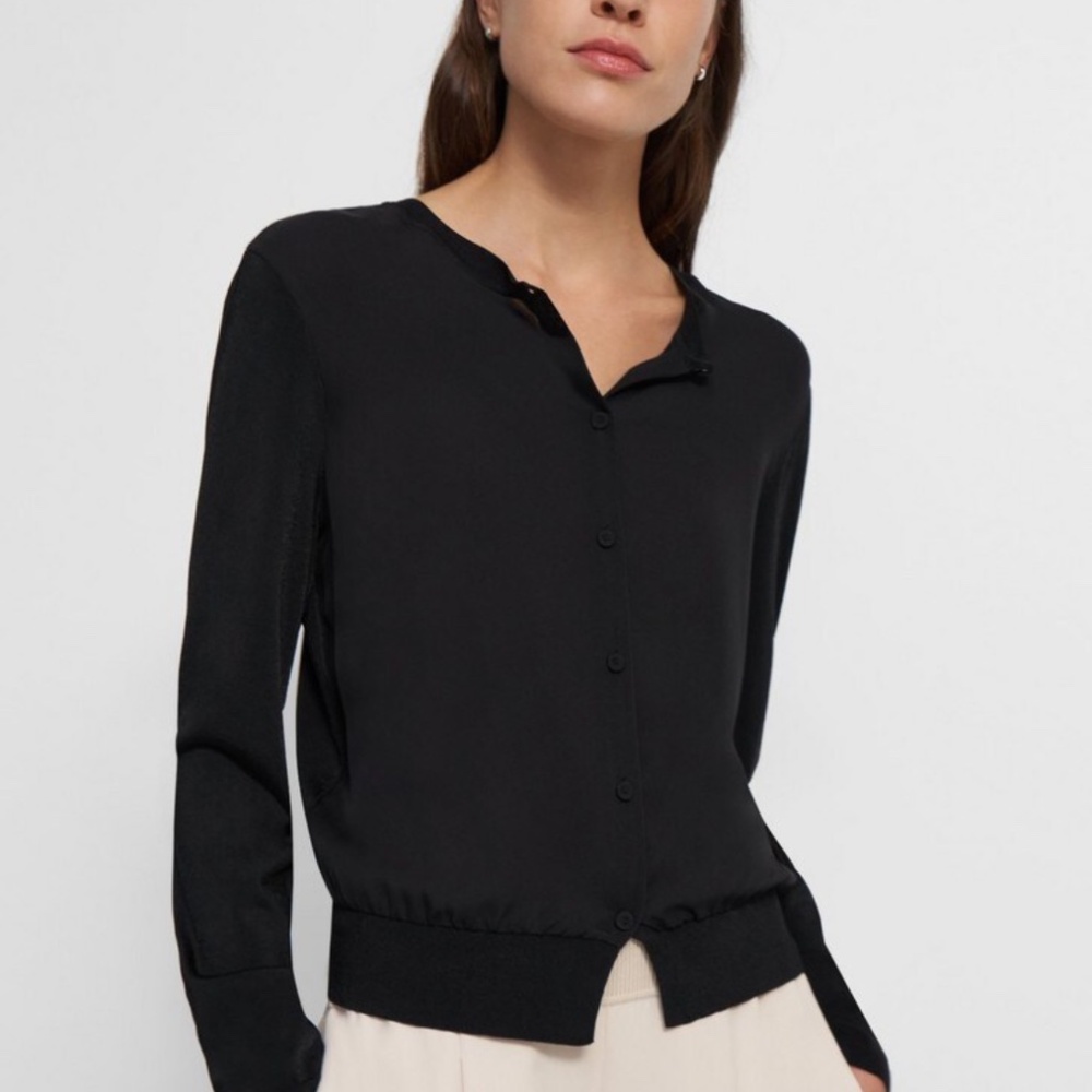 Theory Shrunken Cardigan in Silk‎ Size Size Medium
